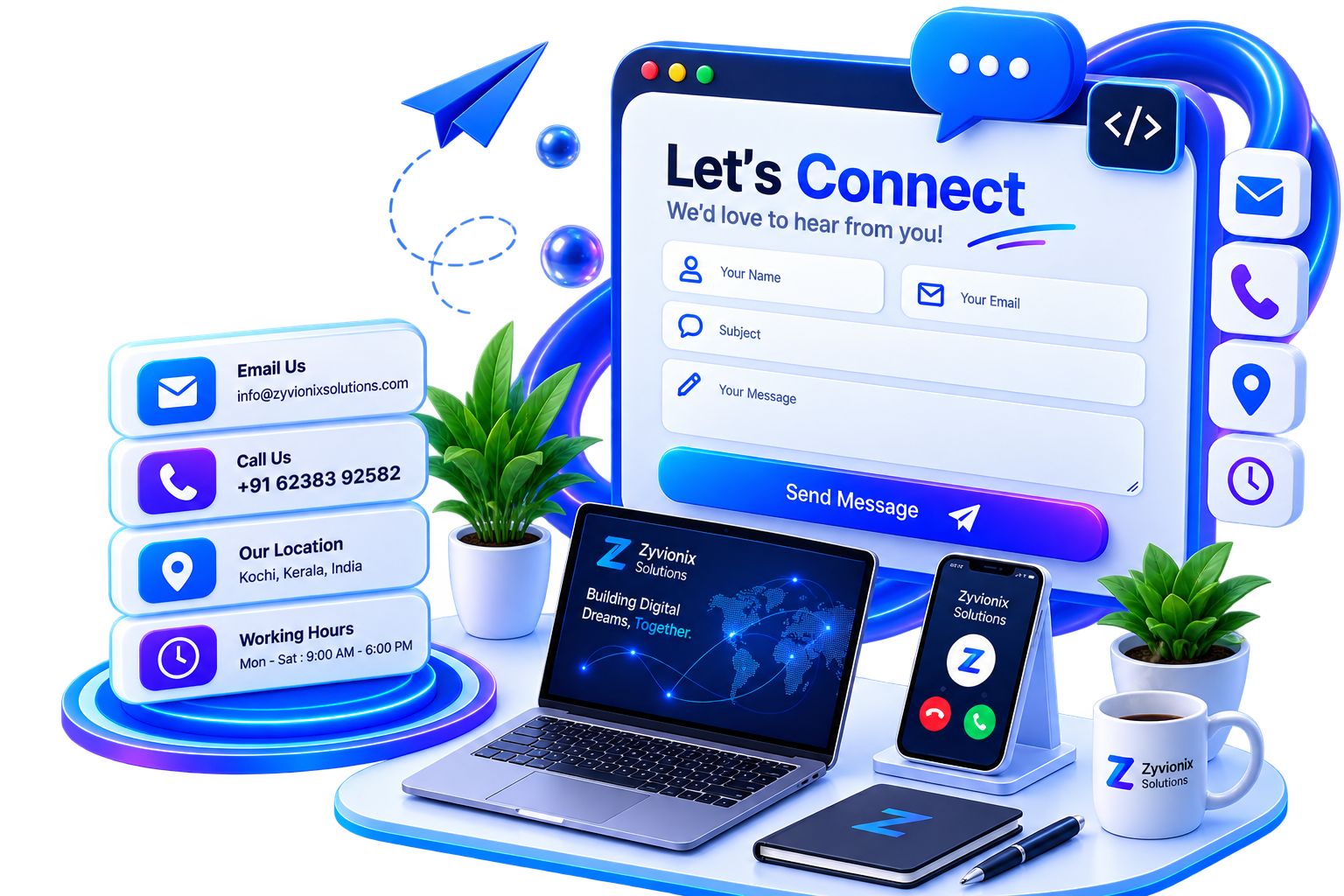 Zyvionix Contact Us Showcase
